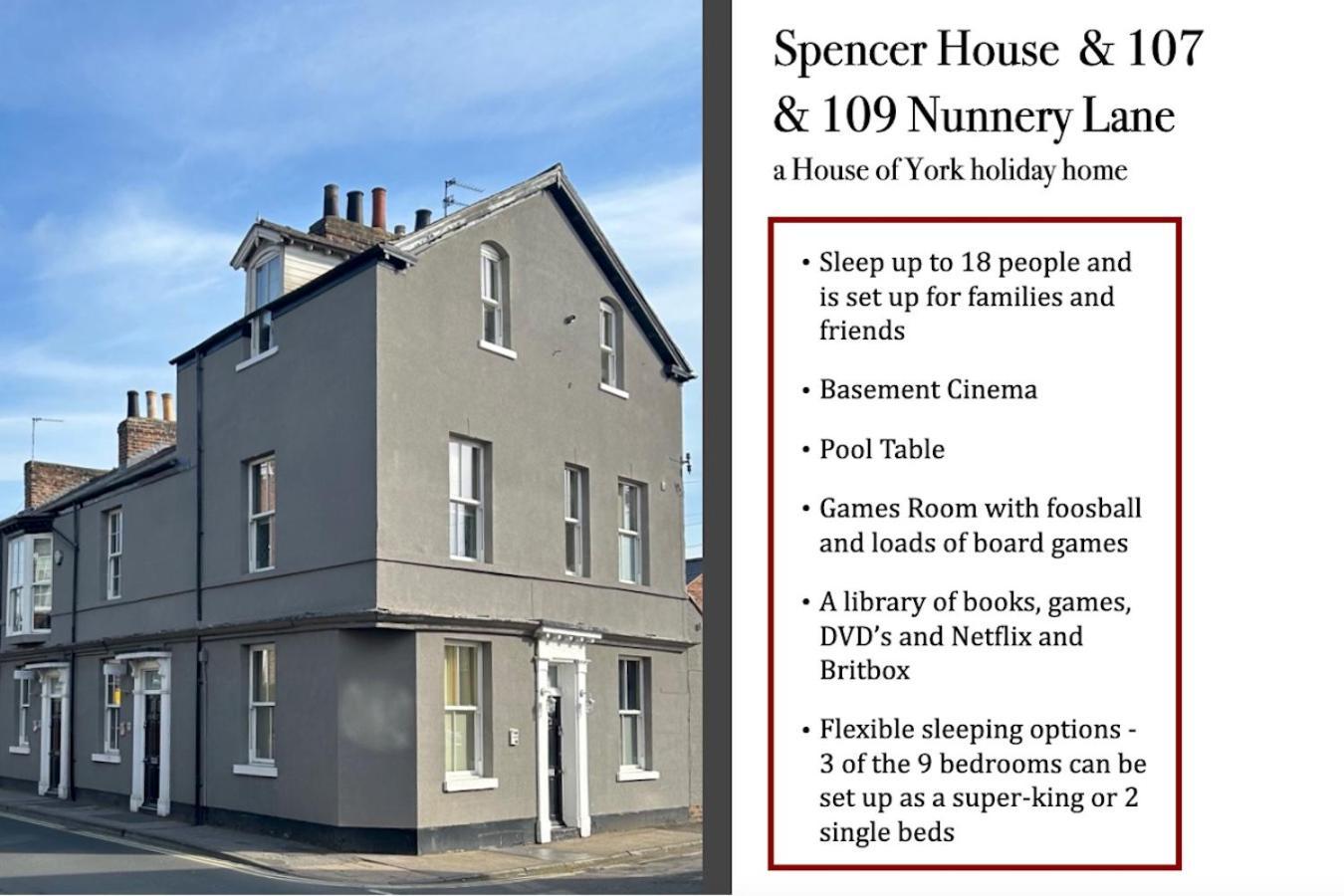 Spencer House & 107 & 109 Nunnery Lane Villa York Exterior foto